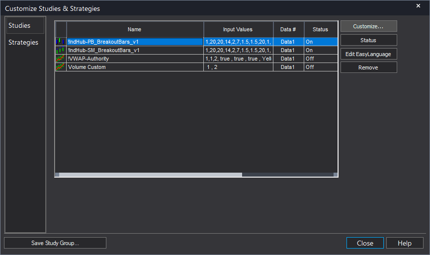 TradeStation installation step 8: Verify the study is applied